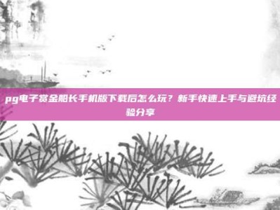 pg电子赏金船长手机版下载后怎么玩？新手快速上手与避坑经验分享