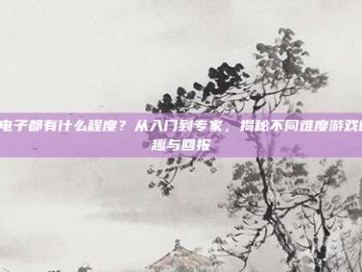 PG电子都有什么程度？从入门到专家，揭秘不同难度游戏的乐趣与回报