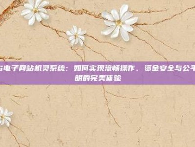 PG电子网站机灵系统：如何实现流畅操作、资金安全与公平透明的完美体验