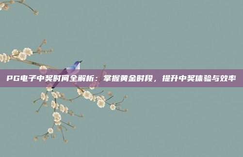 PG电子中奖时间全解析：掌握黄金时段，提升中奖体验与效率