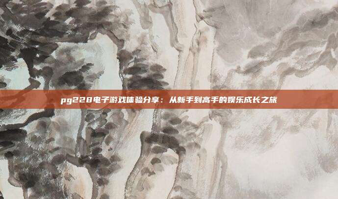 pg228电子游戏体验分享：从新手到高手的娱乐成长之旅
