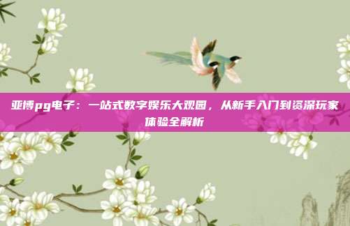 亚博pg电子：一站式数字娱乐大观园，从新手入门到资深玩家体验全解析