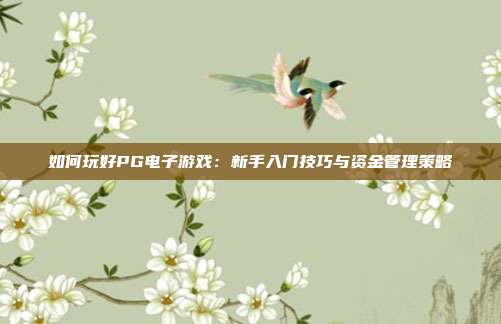 如何玩好PG电子游戏：新手入门技巧与资金管理策略