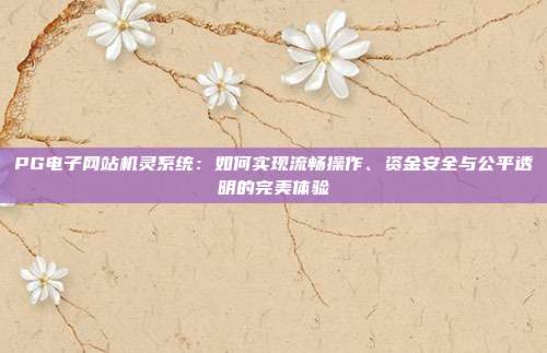PG电子网站机灵系统：如何实现流畅操作、资金安全与公平透明的完美体验