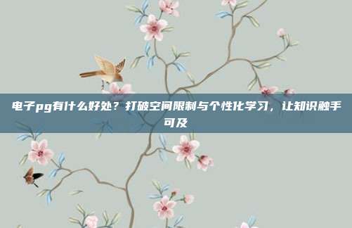 电子pg有什么好处?打破空间限制与个性化学习,让知识触手可及