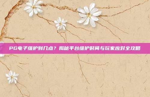 PG电子维护到几点?揭秘平台维护时间与玩家应对全攻略