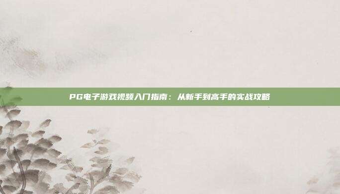 PG电子游戏视频入门指南：从新手到高手的实战攻略