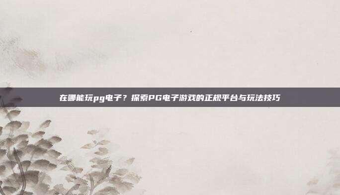 在哪能玩pg电子？探索PG电子游戏的正规平台与玩法技巧