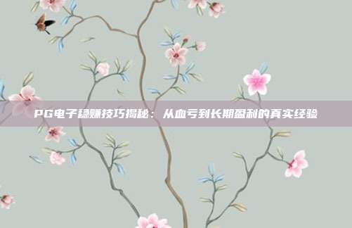 PG电子稳赚技巧揭秘:从血亏到长期盈利的真实经验