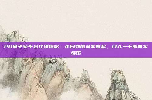 PG电子新平台代理揭秘：小白如何从零做起，月入三千的真实经历