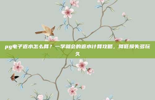 pg电子返水怎么算?一学就会的返水计算攻略,降低损失多玩久