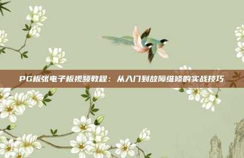 PG板张电子板视频教程:从入门到故障维修的实战技巧