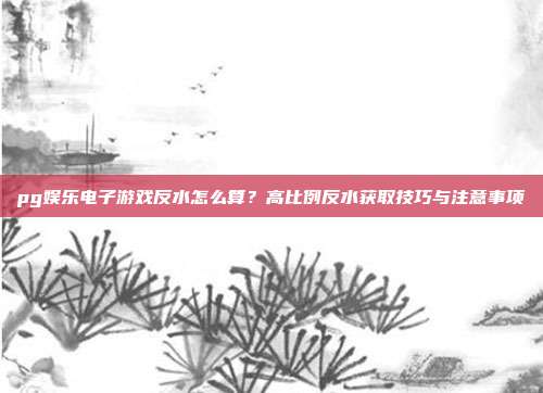 pg娱乐电子游戏反水怎么算？高比例反水获取技巧与注意事项