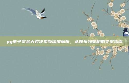 pg电子赏金大对决视频深度解析,从娱乐到策略的完整指南