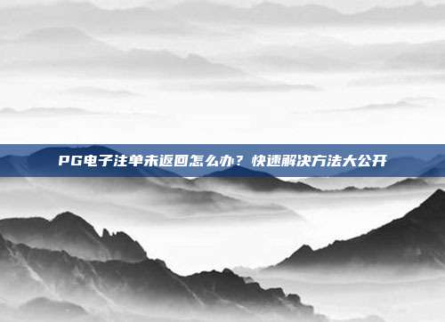 PG电子注单未返回怎么办？快速解决方法大公开