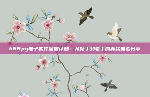 b66pg电子软件深度评测：从新手到老手的真实体验分享