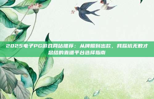 2025电子PG游戏网站推荐：从牌照到出款，我踩坑无数才总结的靠谱平台选择指南