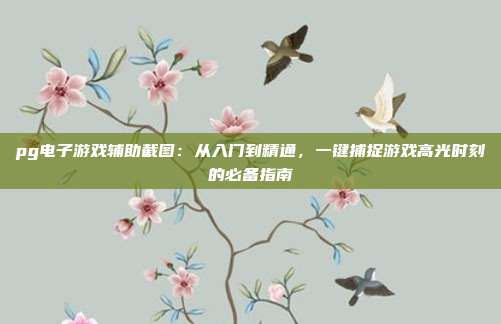 pg电子游戏辅助截图：从入门到精通，一键捕捉游戏高光时刻的必备指南