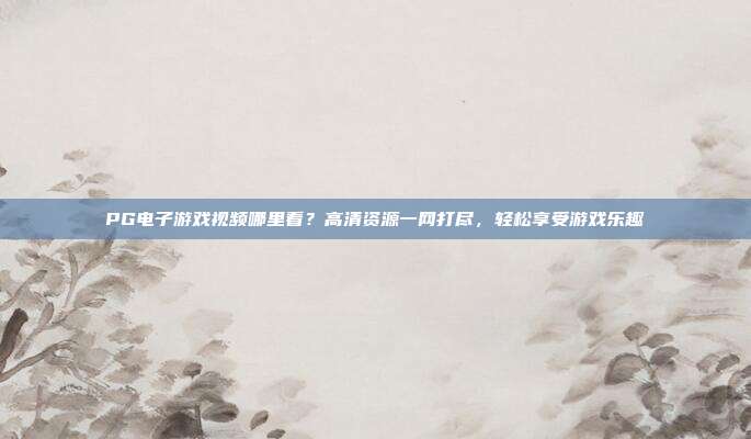 PG电子游戏视频哪里看？高清资源一网打尽，轻松享受游戏乐趣