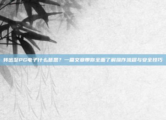 转出至PG电子什么意思？一篇文章带你全面了解操作流程与安全技巧