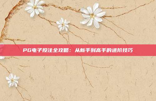 PG电子投注全攻略：从新手到高手的进阶技巧